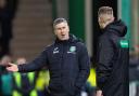 Hibernian manager Nick Montgomery at Easter Road tonight