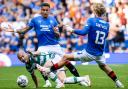 Rangers captain James Tavernier and his team mate Todd Cantwell battle with Daizen Maeda of Celtic for the ball at Ibrox back in September