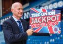 Rangers great John Brown promotes the Rangers Youth Development product The Union Jackpot at Ibrox yesterday