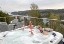 Phil MacHugh and Martin Compston try out the facilities in their simple Norwegian 