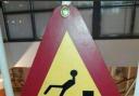 Andrew Leach wonders if this sign is warning that a stray  John Cleese might be wandering the stairs