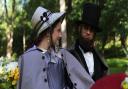 Gabriel Chytry as Abraham Lincoln and Madelaine Adam as Mary Todd Lincoln in Lincoln: Divided We Stand.