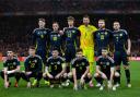 The Scotland national team line up against The Netherlands