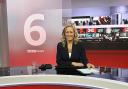 Sophie Raworth on the set of BBC News At Six
