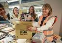 Author Gill Sims, HarperCollins UK chief executive Kate Elton and Children's Book Project chief executive Liberty Venn launch a new partnership which will see 20,000 books gifted to schools in Glasgow.