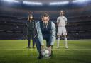 Pippa Grange (Jodie Whittaker),  Gareth Southgate (Joseph Fiennes) Harry Kane (Will Antenbring) in Dear England.