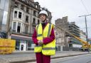 Deputy First Minister Jenny Gilruth during a visit to the site of the Princes Street fire.