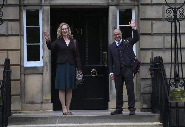HeraldScotland: Patrick Harvie and Lorna Slater arrive at Bute House 