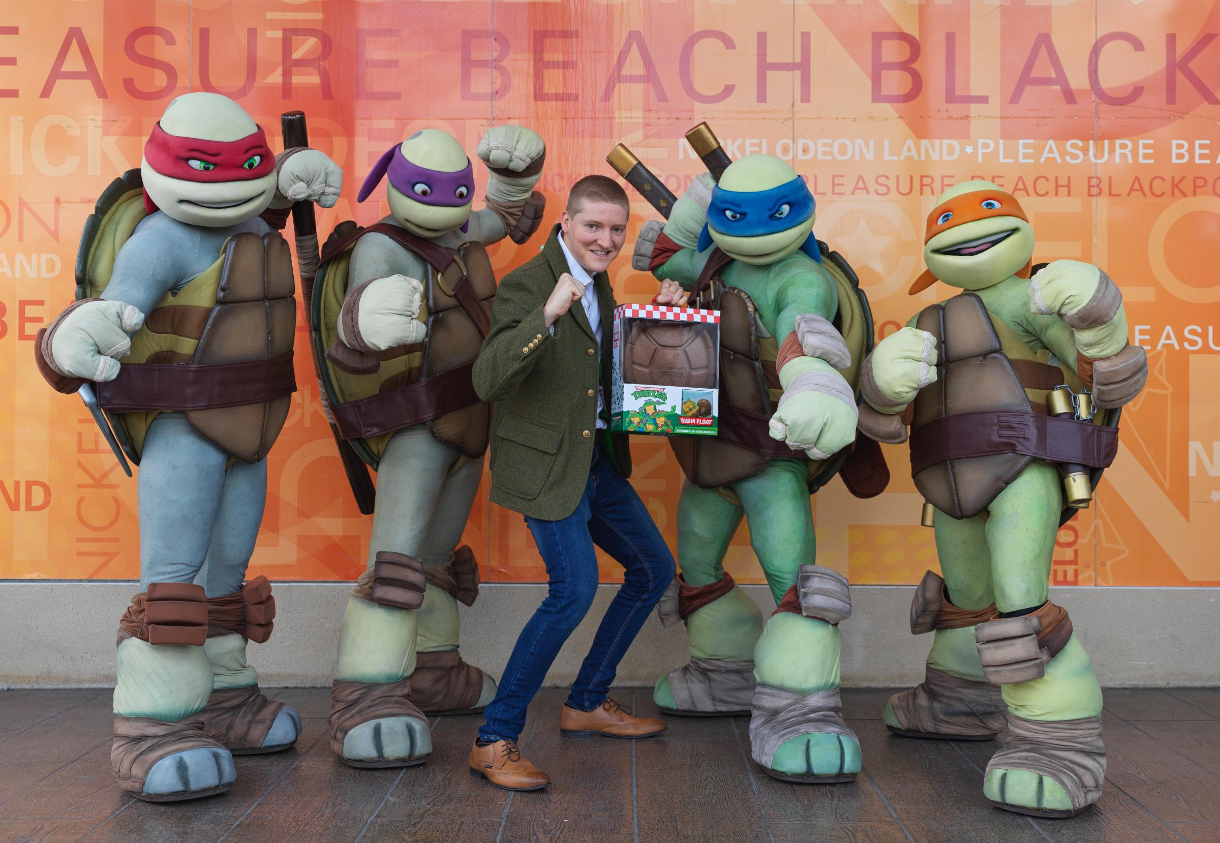 Michael Harkins hopes for success in the US with Ninja Turtles inspired swim aid. Picture Stephen Lee.