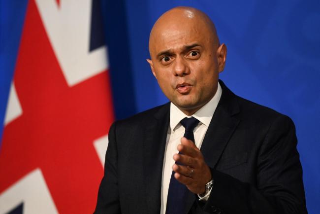 Health Secretary Sajid Javid during a media briefing in Downing Street, London, this month .