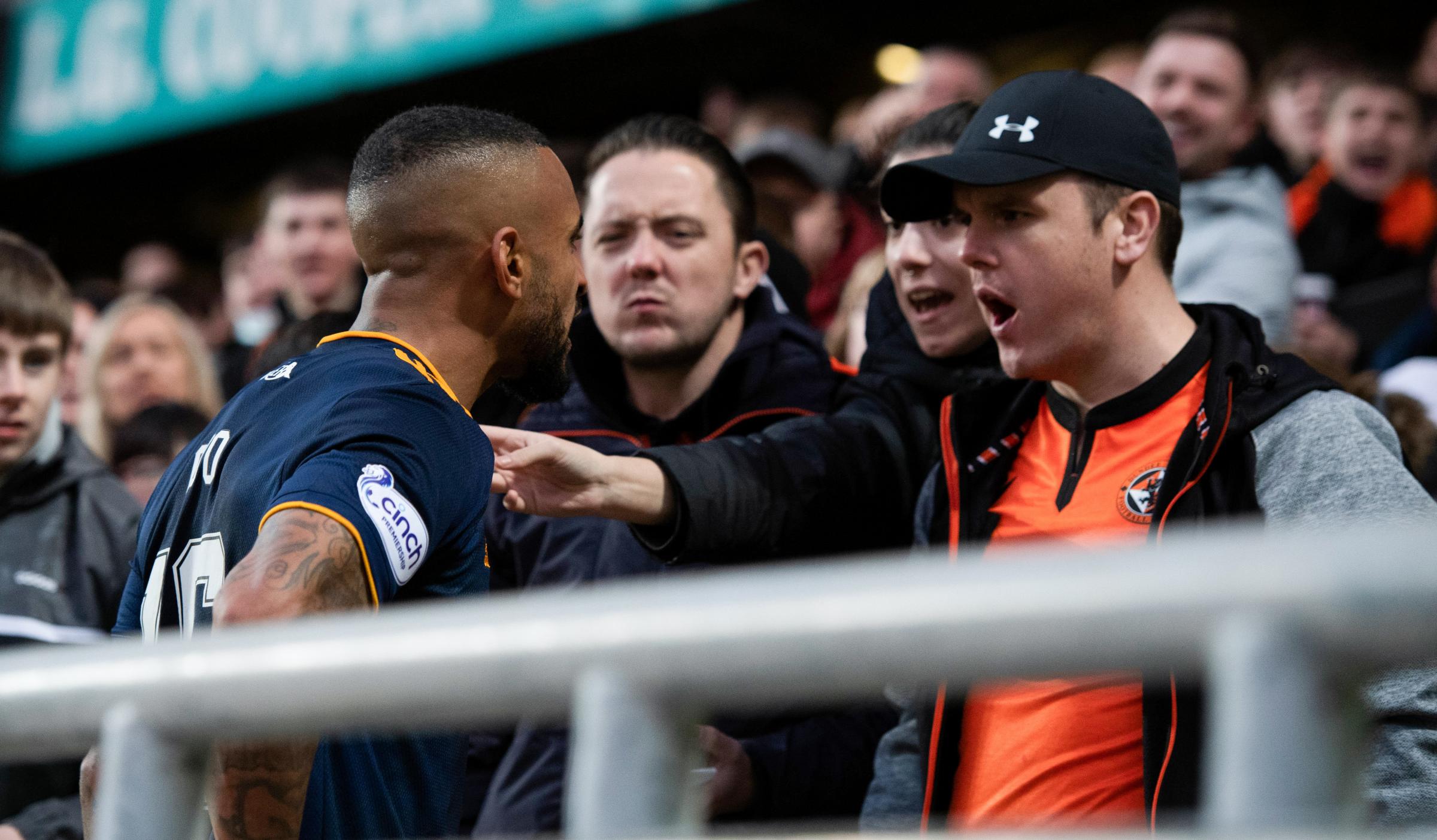 Watch: Aberdeens Funso Ojo sent off after being shoved by Dundee United fan