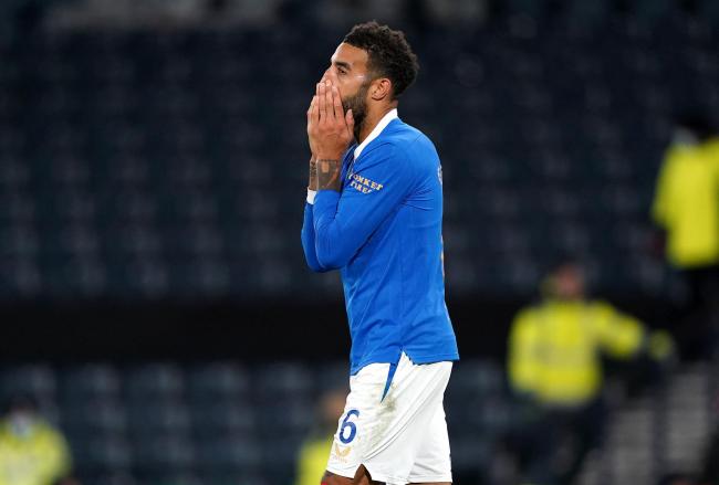 Rangers' Connor Goldson reacts after defeat in the Premier Sports Cup semi-final