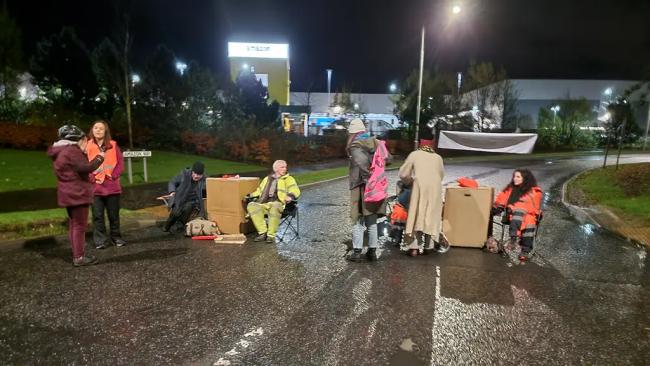 Climate activists are blockading Amazon warehouses including in Dunfermline.