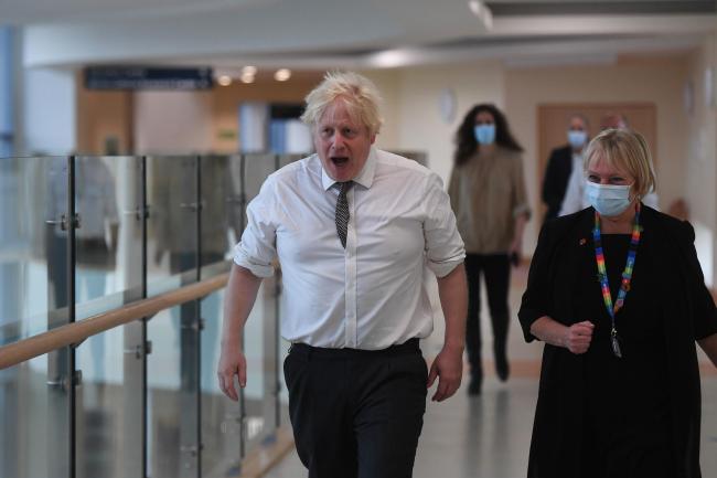 Prime Minister Boris Johnson during a visit to Hexham General Hospital in Northumberland.