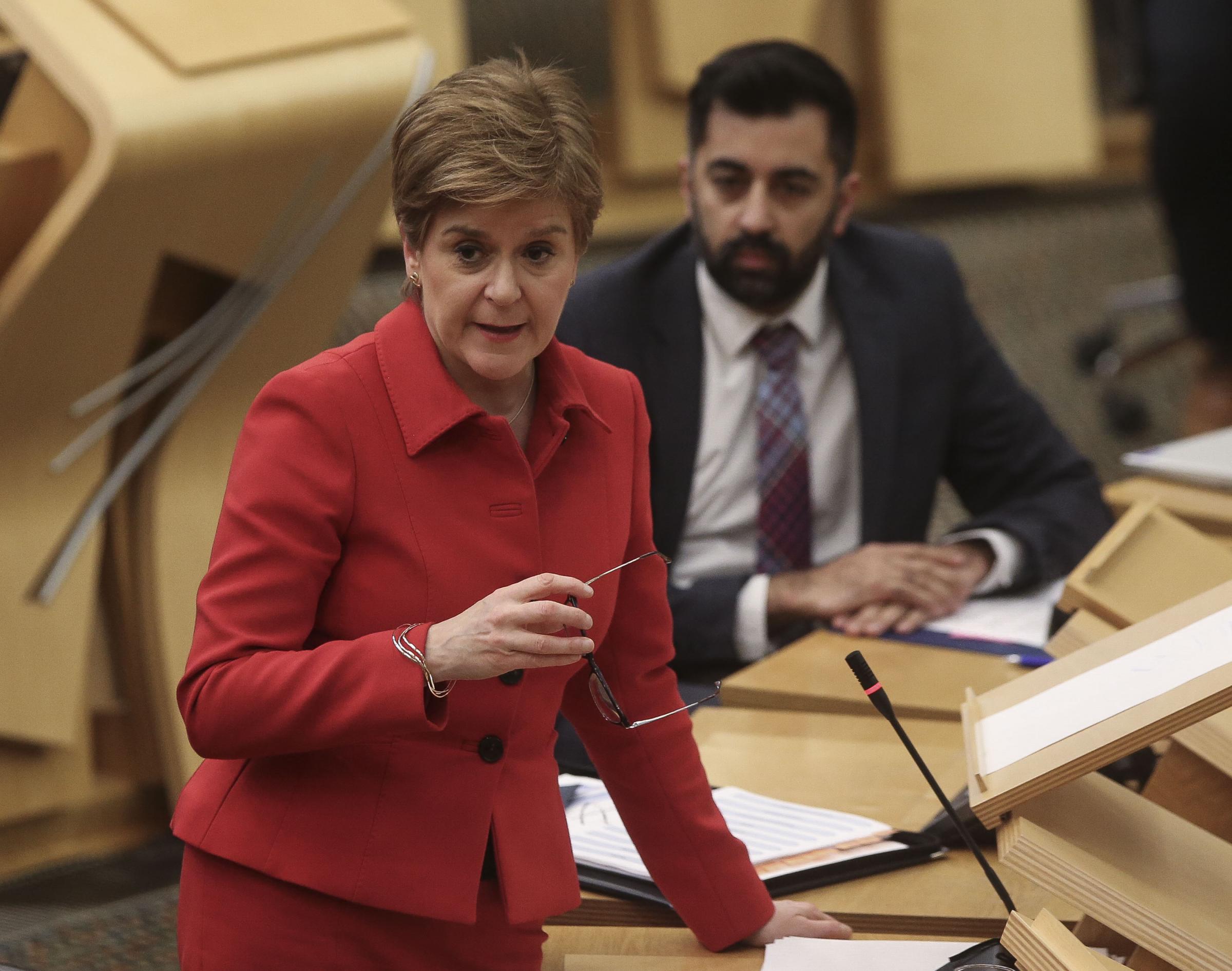Nicola Sturgeon delivering her Covid update yesterday