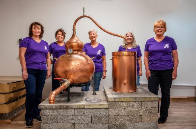 The all-female team at Isle of Cumbrae Distillers