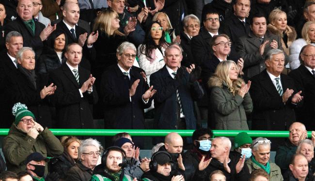 Former Celtic CEO Peter Lawwell and Michael Nicholson at Celtic Park