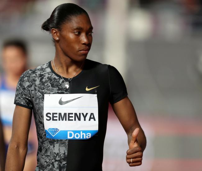 Caster Semenya, pictured before running a Diamond League record time of 1:54.98 in the women's 800-meter race in Doha, Qatar, on May 3, 2019. (Ibrahem Alomari/Reuters)