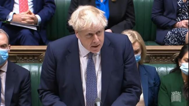 Prime Minister Boris Johnson making his statement ahead of Prime Minister's Questions in the House of Commons on Wednesday
