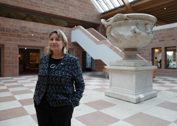 HeraldScotland: Burrell Collection preview ahead of its opening to the public in March following the completion of a £69m revamp. Pictured is Dr Bridget McConnell CBE, Chief Executive of Glasgow Life. Photograph by Colin Mearns.