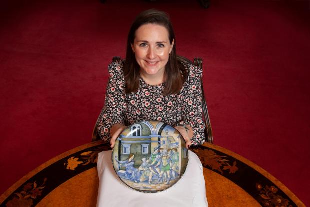 HeraldScotland: Theodora Burrell, European ceramics specialist, with the rare dish. Image by Gary Doak.