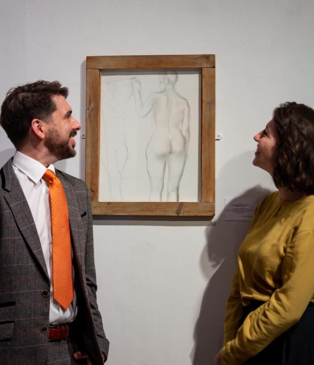 HeraldScotland: Specialists Philip Smith and Charlotte Riordan with Figure and Mirror.