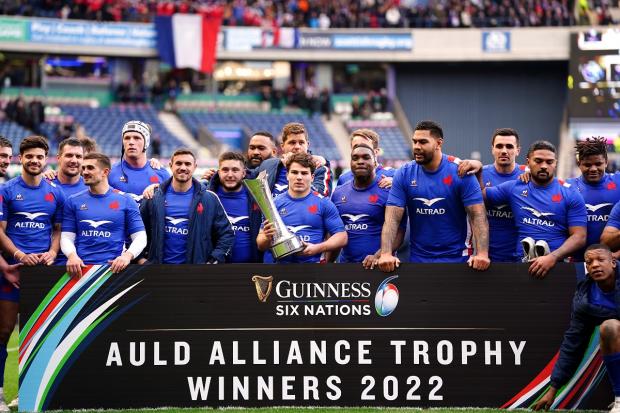 HeraldScotland: France's Antoine Dupont with the Auld Alliance Trophy after winning the Guinness Six Nations match at Murrayfield Stadium, Edinburgh. Picture: PA