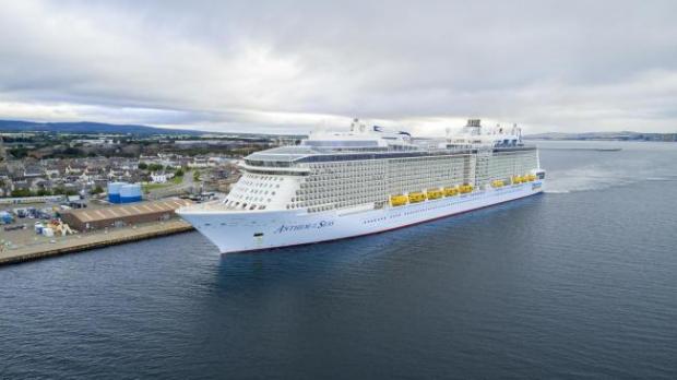 HeraldScotland: The Anthem of the Seas cruise liner in Port of Cromarty Firth, Invergordon, in August 2021 Picture: Malcolm McCurrach