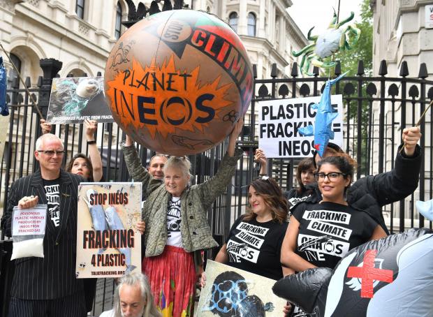 HeraldScotland: Corre and his mother Vivienne Westwood protesting against fracking