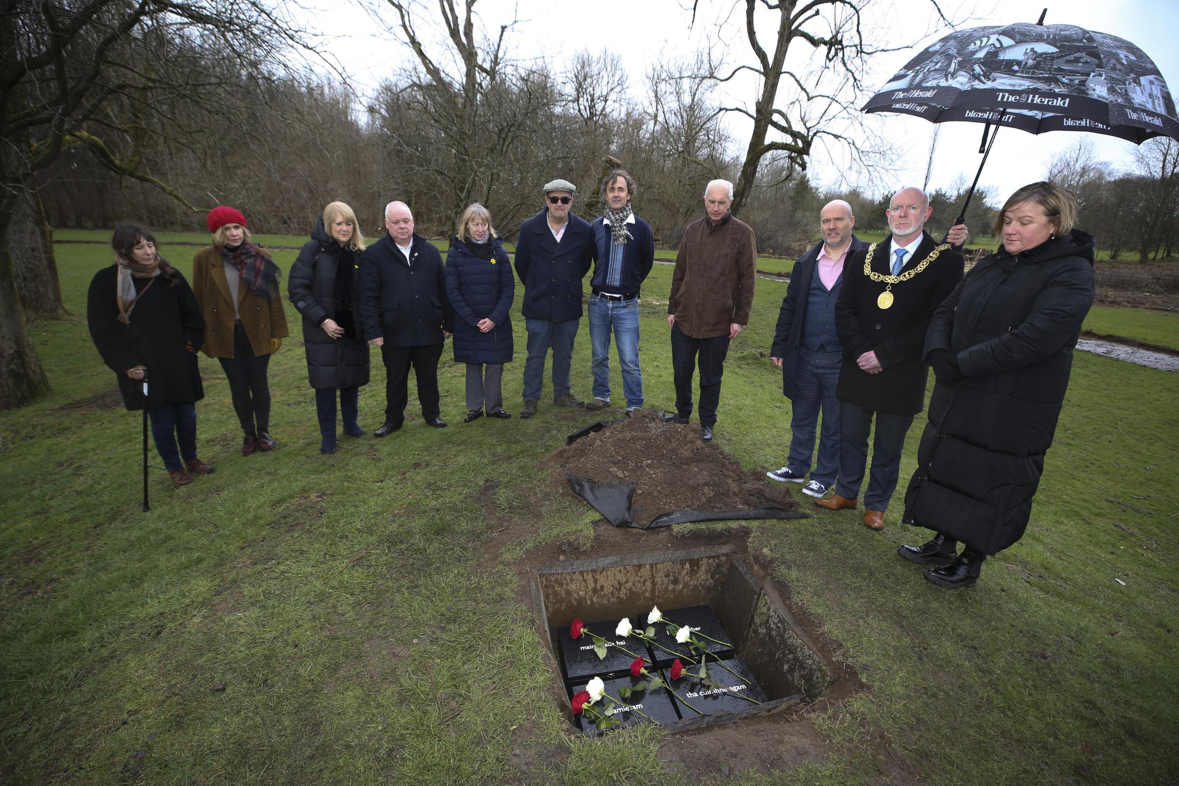 A private ceremony was held at the Riverside Grove site at Pollok Country Park as boxes of I remembers were buried in a kist