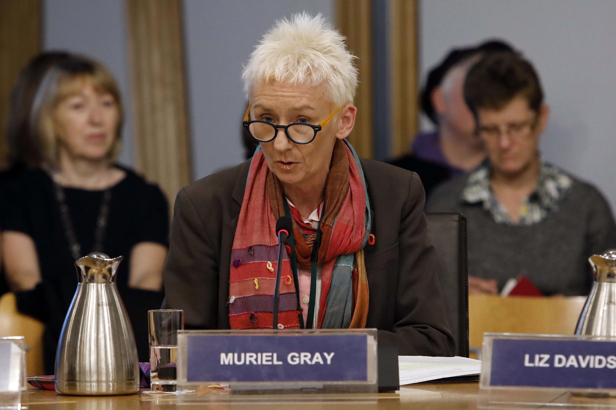 Muriel Gray appearing before Holyroods culture committee in November 2018 to give evidence to the Glasgow School of Art inquiry. She stood down as chairman last year.