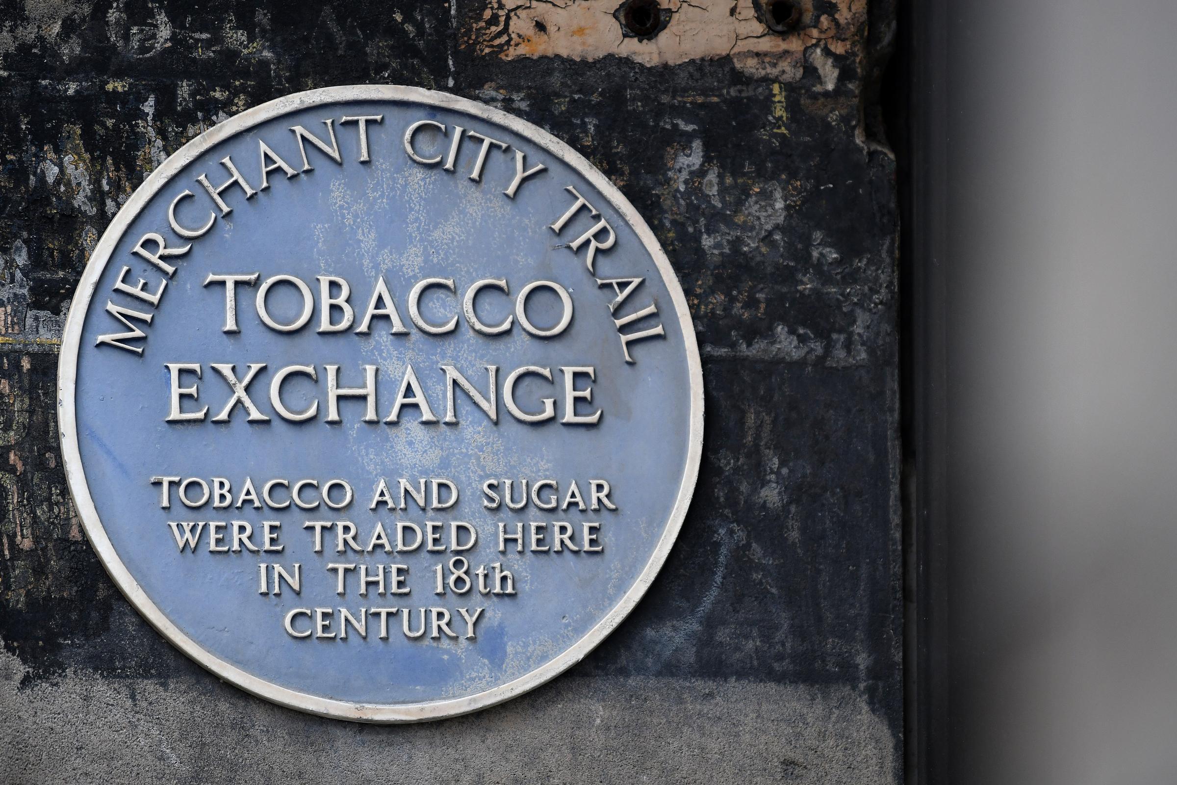 A plaque near The Tobacco Merchants House in the Merchant City
