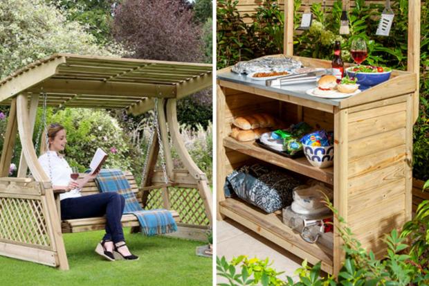HeraldScotland: (left to right) Swing seat and BBQ servery. Credit: You Garden