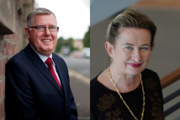 HeraldScotland: Andy Kerr, left, a former Labour minister, has voluntarily stepped aside from his role as SLC board chair. SLC principal Aileen McKechnie, right, has been suspended.