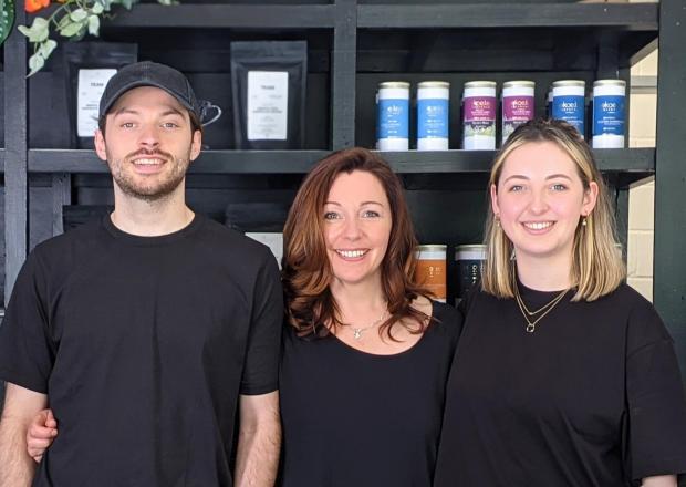 HeraldScotland: Catherine Lawson of Barefaced Food, centre, with her son Rory and his partner Denise, who help her run the business