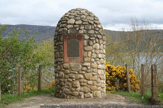 HeraldScotland: John Cobb's memorial on the side of Loch Ness
