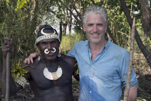 HeraldScotland: Gordon Buchanan with a Ngala crocodile hunter in Papua New Guinea. Picture: Gordon Buchanan