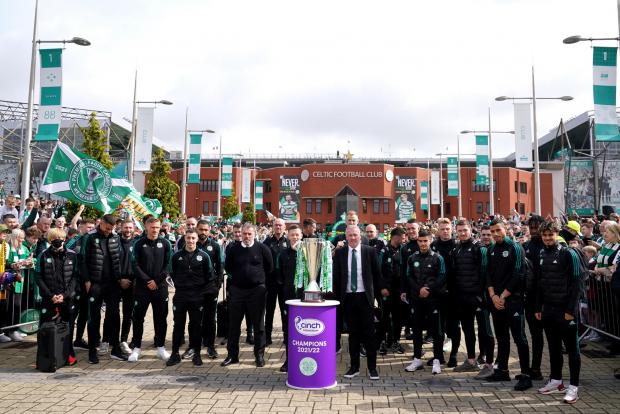 HeraldScotland: Celtic squad pose for pictures ahead of the match