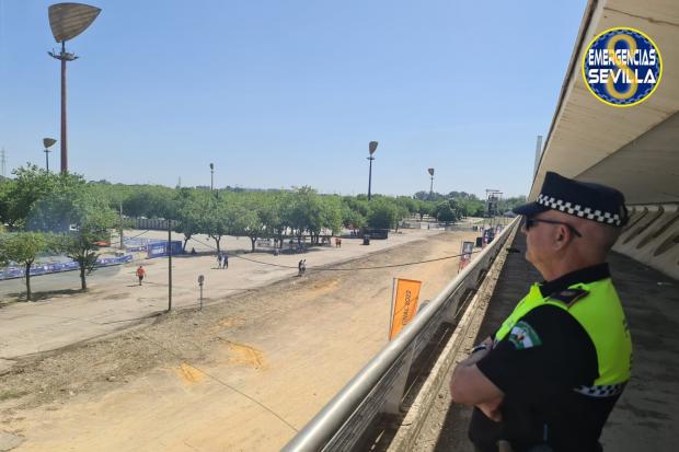 Police in Seville patrol Rangers fan zone ahead of Europa League Final