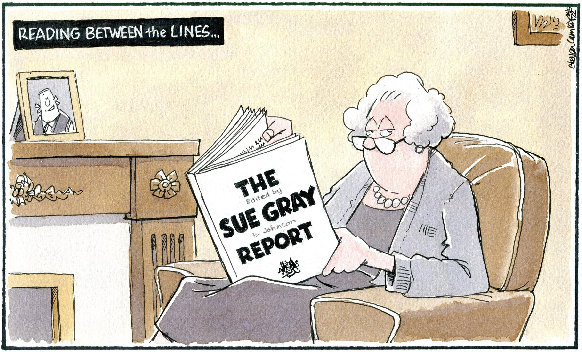 Our cartoonist Steven Camley’s take on the Sue Gray report