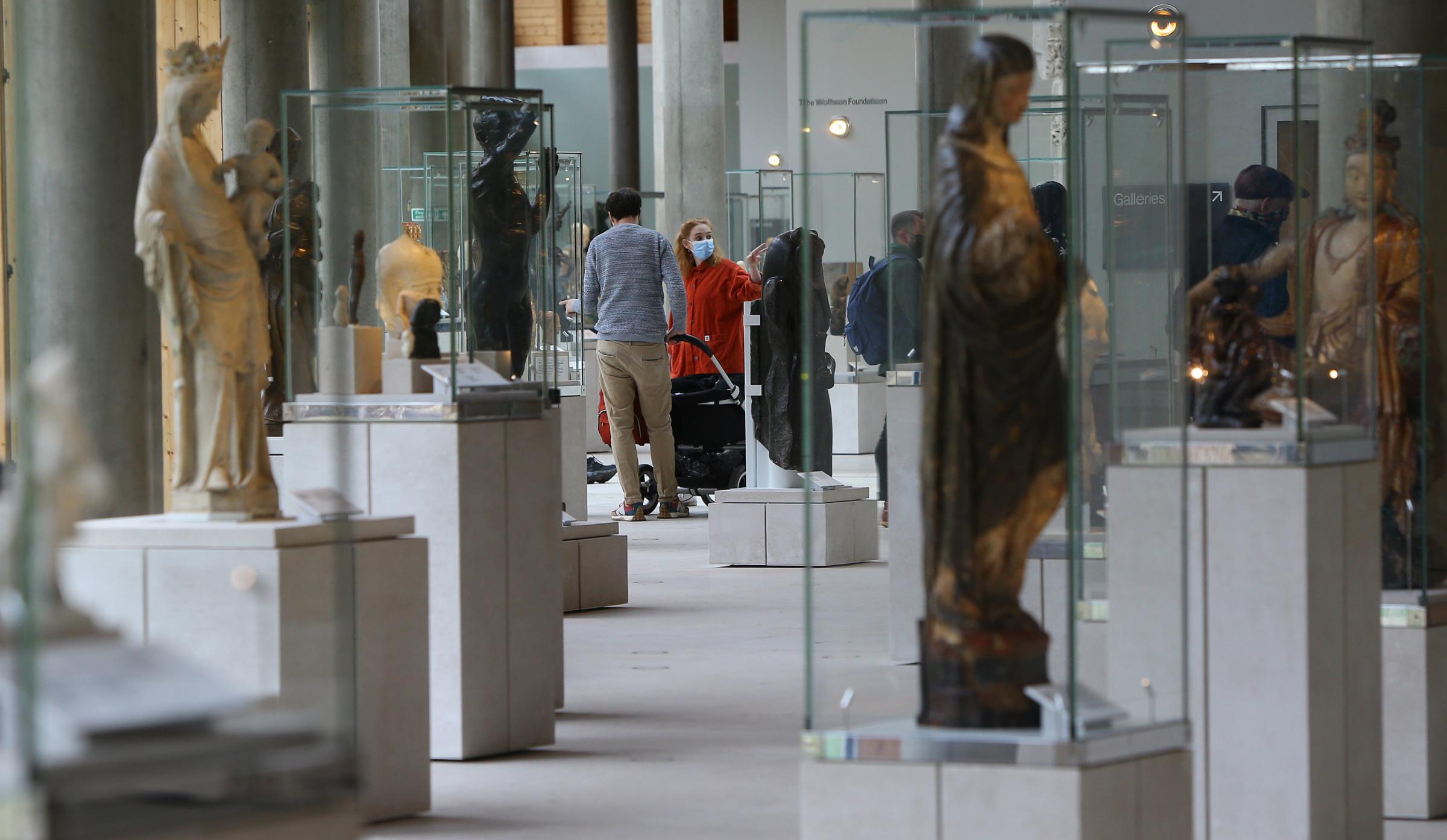 The Burrell Collection reopened after a £69million refurbishment. Pictured are visitors in the north gallery. Photograph by Colin Mearns.