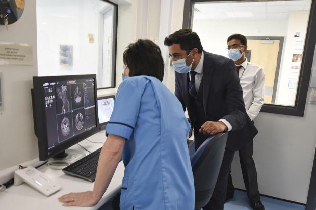 HeraldScotland: Pictured: Health Secretary Humza Yousaf unveiling an MRI scanner