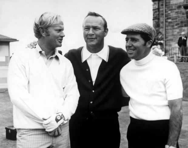HeraldScotland: Three legends - from left Jack Nicklaus, Arnold Palmer and Gary Player