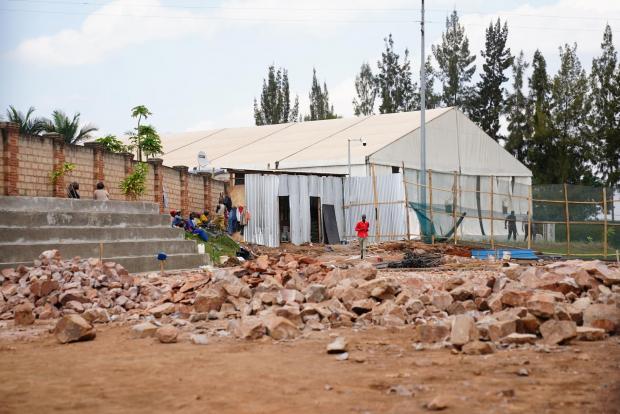 HeraldScotland: The processing tent erected next door to the Hope Hostel accommodation in Kigali, Rwanda where migrants from the UK are expected to be taken when they arrive. 
