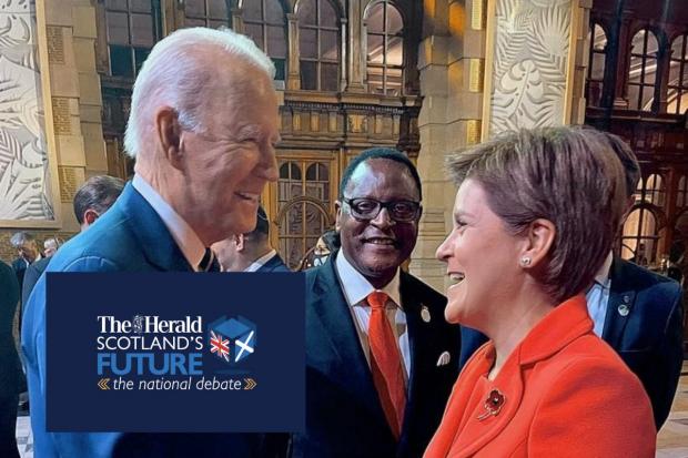 US president Joe Biden chats with First Minister Nicola Sturgeon during a COP26 reception held last autumn at Kelvingrove Museum and Gallery in Glasgow.