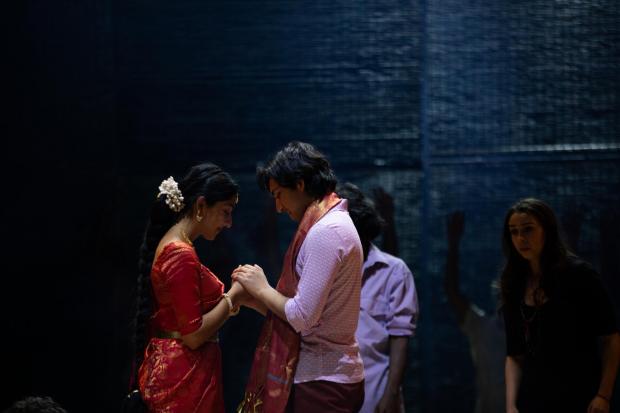 Vaishnavi Suryaprakash and Kaivalya Suvarna in Belvoir Theatre's production of Counting and Cracking at Edinburgh International Festival © Jassy Earl