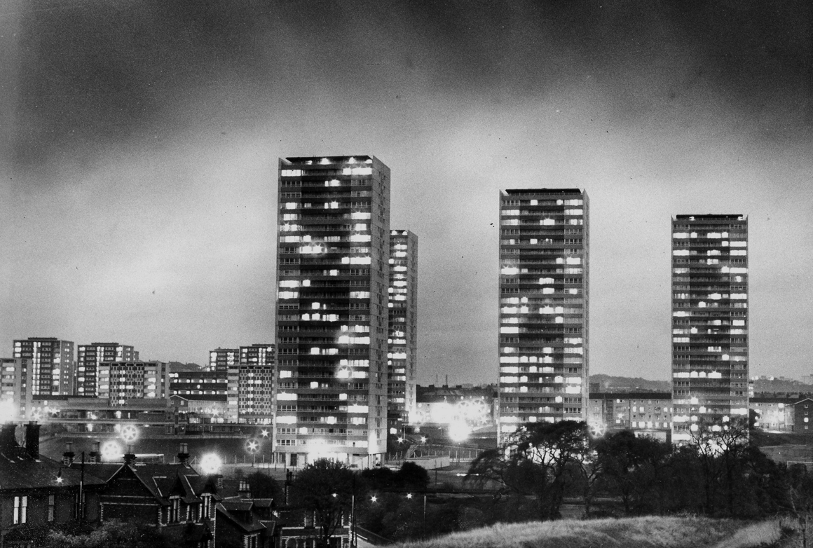 1969 - Wyndford Housing Estate at dusk.