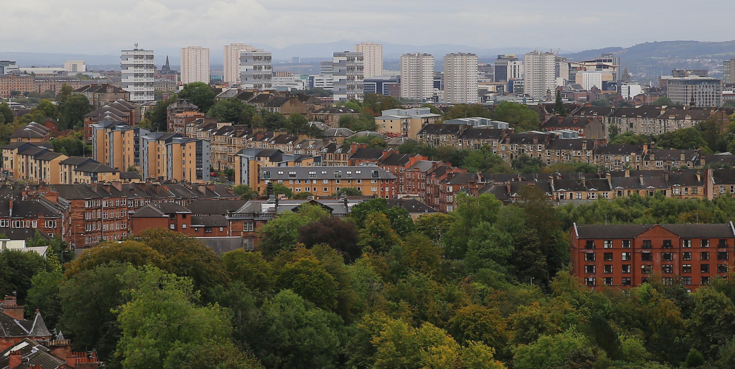A view of Glasgow from the 21st floor of the tower block at 151 Wyndford Road, Maryhill. Photograph by Colin Mearns.