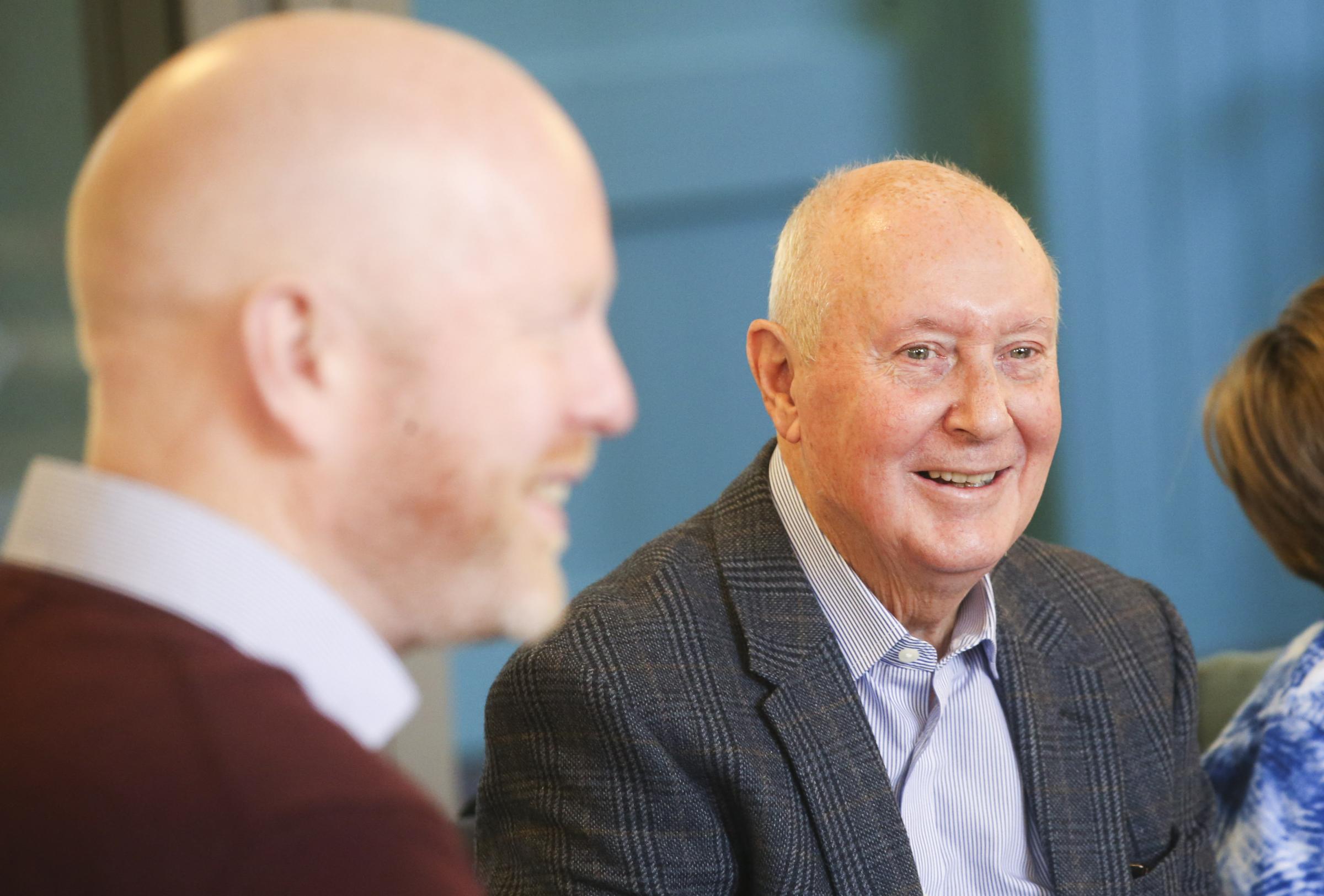 Sir Kenneth Calman, right, founder of Cancer Support Scotland over 40 years ago with new CEO Michael MacLennan. Photo by Gordon Terris.