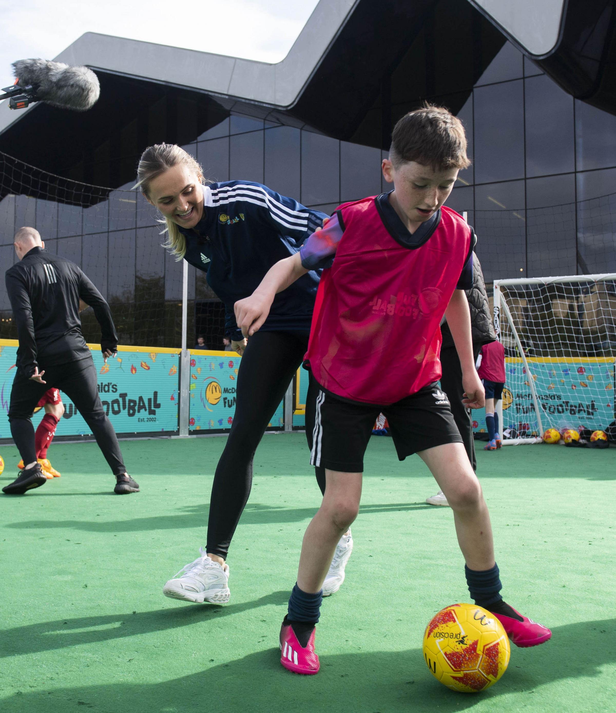 Samantha Kerr joined children for a McDonald’s Fun Football session at The Riverside Museum, Glasgow. McDonald’s provides free fun football coaching for 5–11-year-olds across the UK.